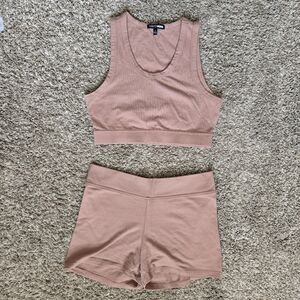 Fashion Nova Tan Tank Top And Short Set Size Small
